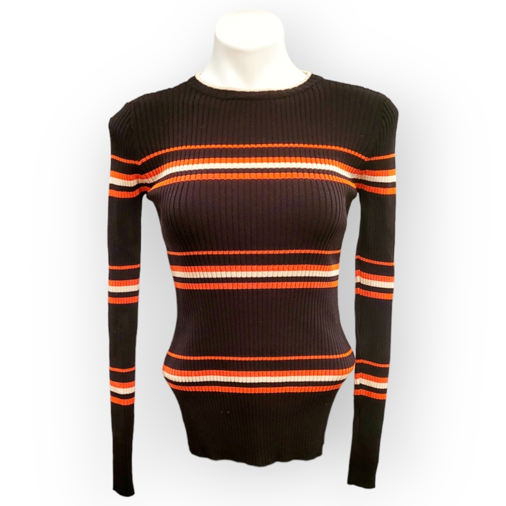 SEEK The Label Womens Medium Ribbed Striped Sweater